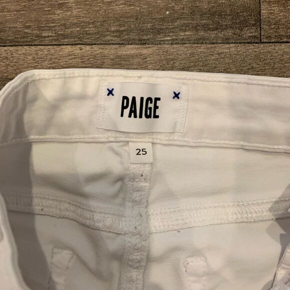 Paige Verdugo Crop Raw Edge Jeans Size 25 White - Picture 2 of 5